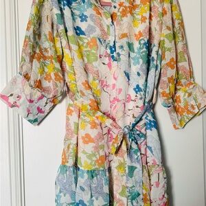 Floral Multicolor Dress with Belt